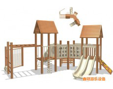 萊蕪XS-HT-MZ0008高檔木質兒童組合滑梯